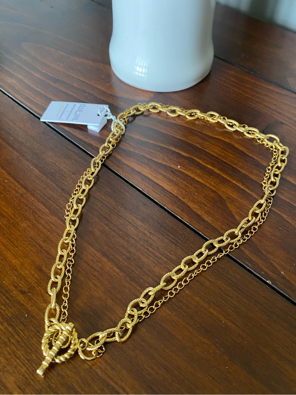 NWT Ellie Vail “Sutton” Gold Layered Necklace in Zipper Gift Pouch